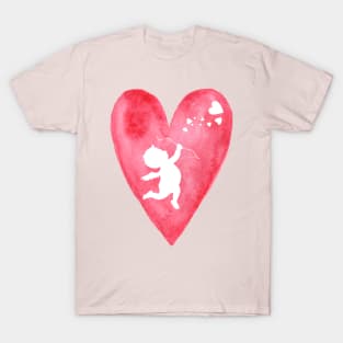 White cupid in red heart T-Shirt